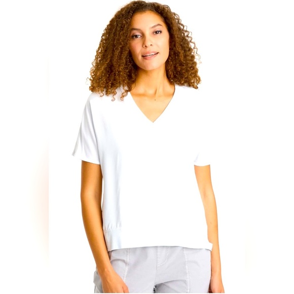 XCVI Wearables EUC SZ XL White Short Sleeve Top - Picture 1 of 9